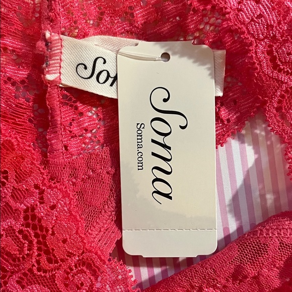 Soma Lace Trim Pink Thong Women's Intimate - Picture 3 of 3